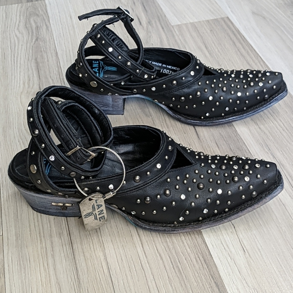 Lane Sparks Fly Western Boots Mule Black Sz US 8.5